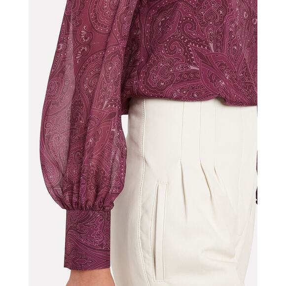 INTERMIX Kiera Silk Paisley Print Blouson Sleeve Keyhole Blouse Top L $228 - Picture 14 of 14